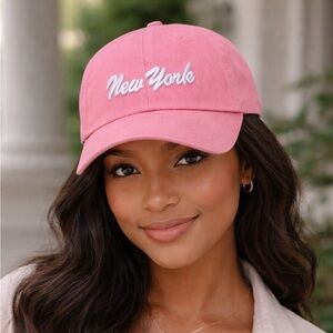 NY Embroidered Blush Baseball Cap
